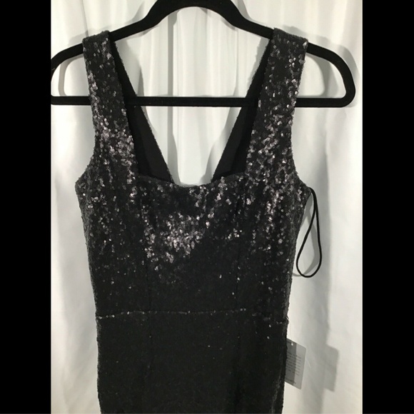 NWT $300 Dress the‎ Population Raven Sequin Gown Matte Black [SZ Medium ] - Picture 3 of 8